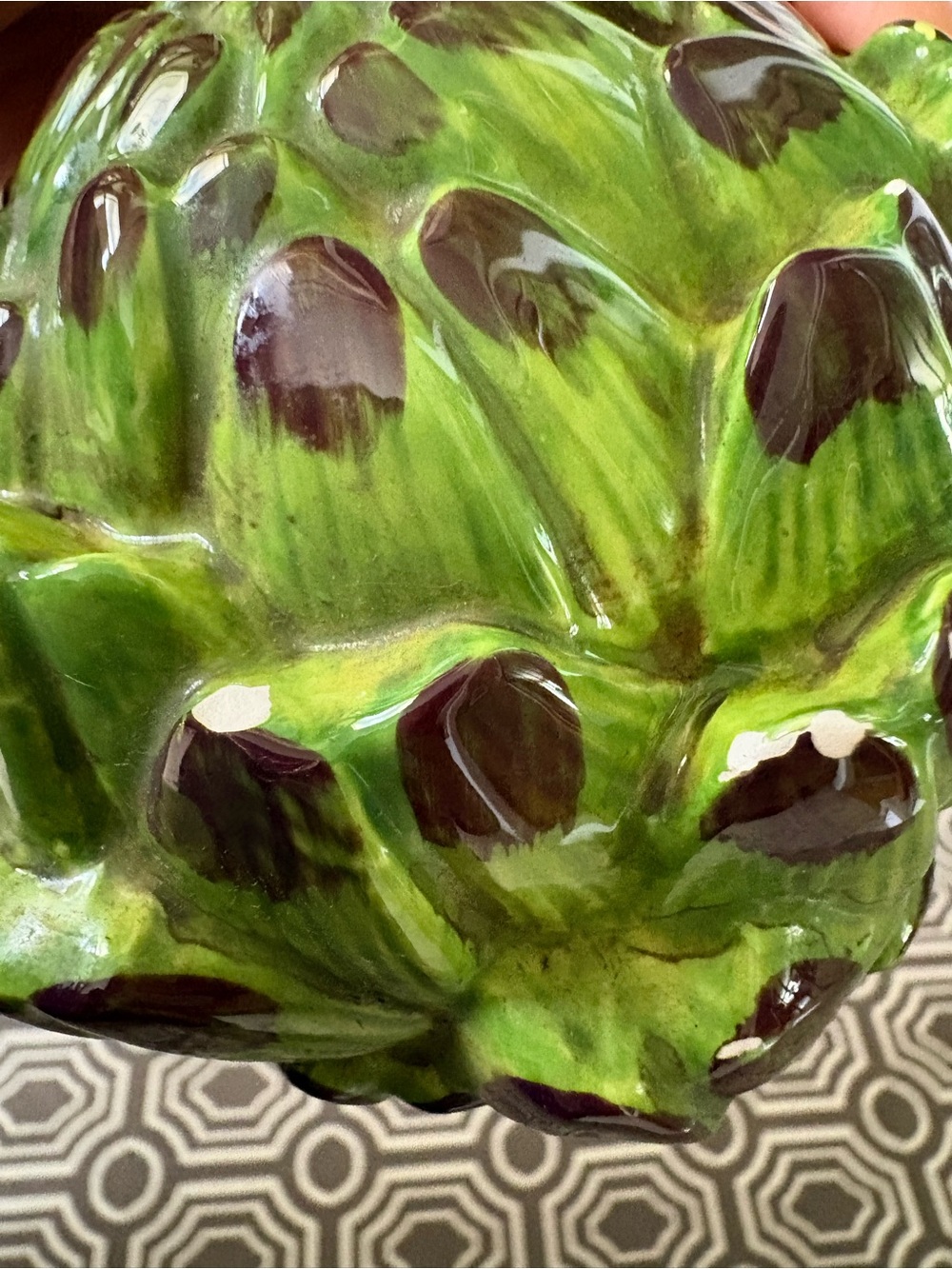 Hand-Painted Ceramic Artichoke Sculpture - Green - Picture 6 of 16